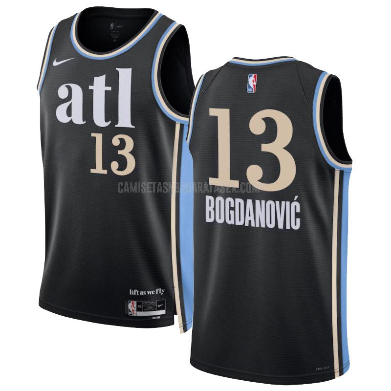 camiseta atlanta hawks de la bogdan bogdanovic 13 hombre negro city edition 2023-24