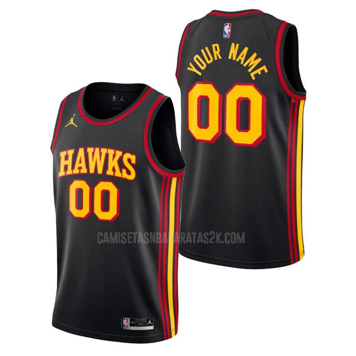 camiseta atlanta hawks de la custom hombre negro statement edition 2023