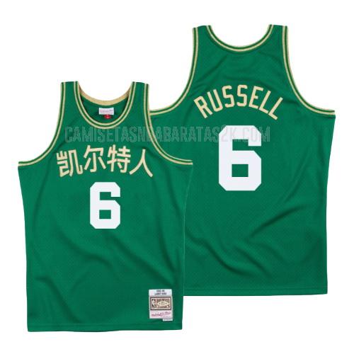 camiseta boston celtics de la bill russell 6 hombres verde año nuevo chino