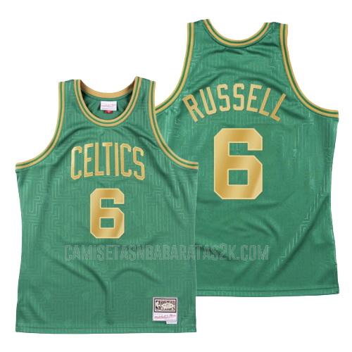 camiseta boston celtics de la bill russell 6 hombres verde throwback 2020