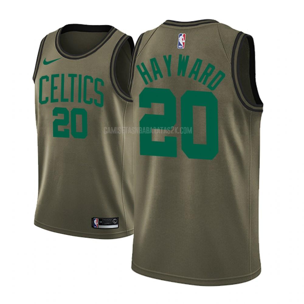 camiseta boston celtics de la gordon hayward 20 hombres verde militar edición de moda