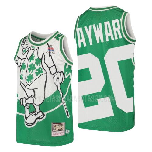 camiseta boston celtics de la gordon hayward 20 niños verde hardwood classics big face