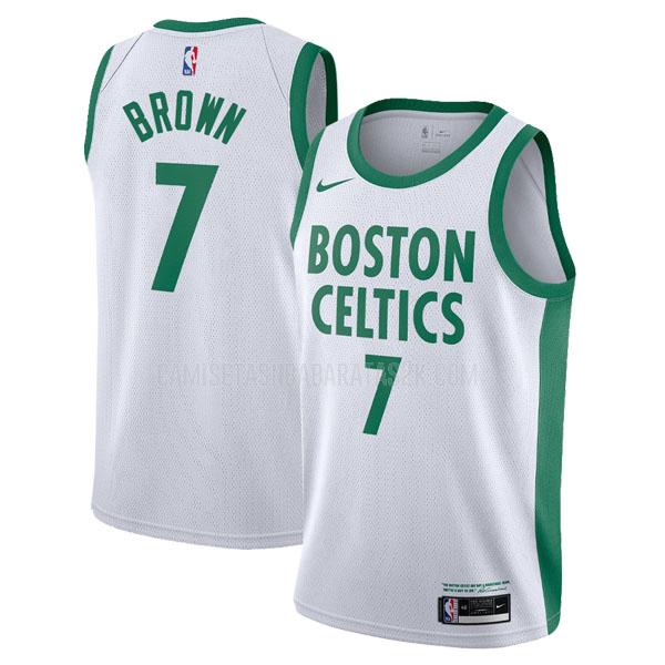 camiseta boston celtics de la jaylen brown 7 hombres blanco city edition 2020-21