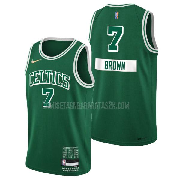 camiseta boston celtics de la jaylen brown 7 hombres verde 75 aniversario city edition 2021-22