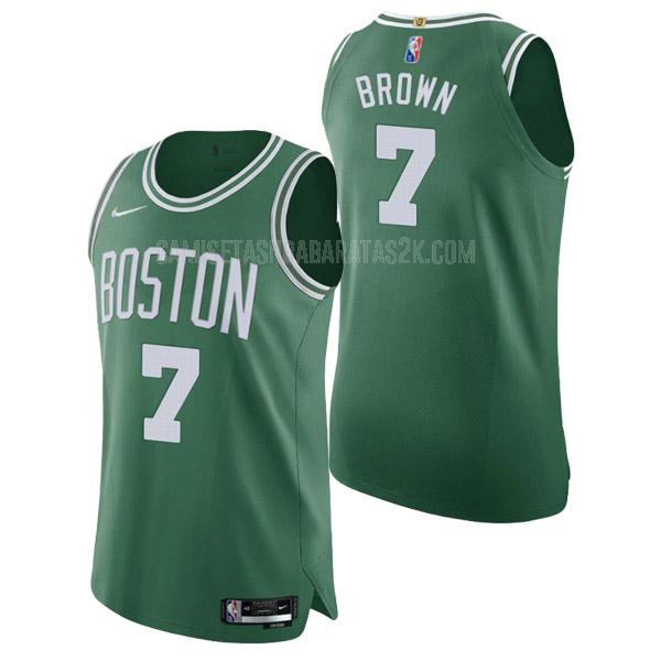 camiseta boston celtics de la jaylen brown 7 hombres verde 75th anniversary icon edition 2021-22