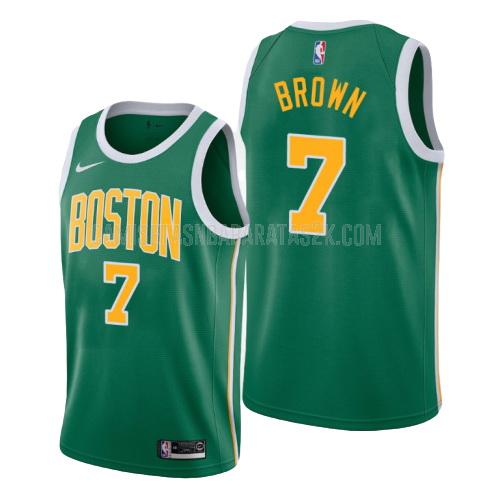 camiseta boston celtics de la jaylen brown 7 hombres verde edición earned