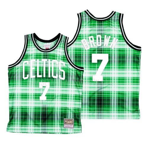 camiseta boston celtics de la jaylen brown 7 hombres verde hardwood classics
