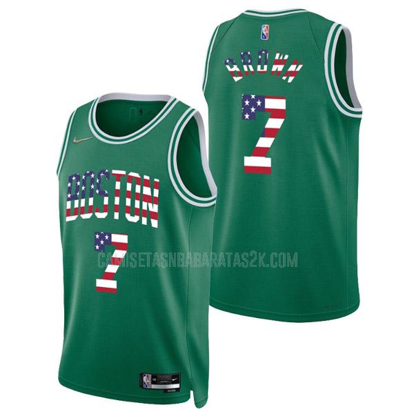 camiseta boston celtics de la jaylen brown 7 hombres verde memorial day icon edition 2022