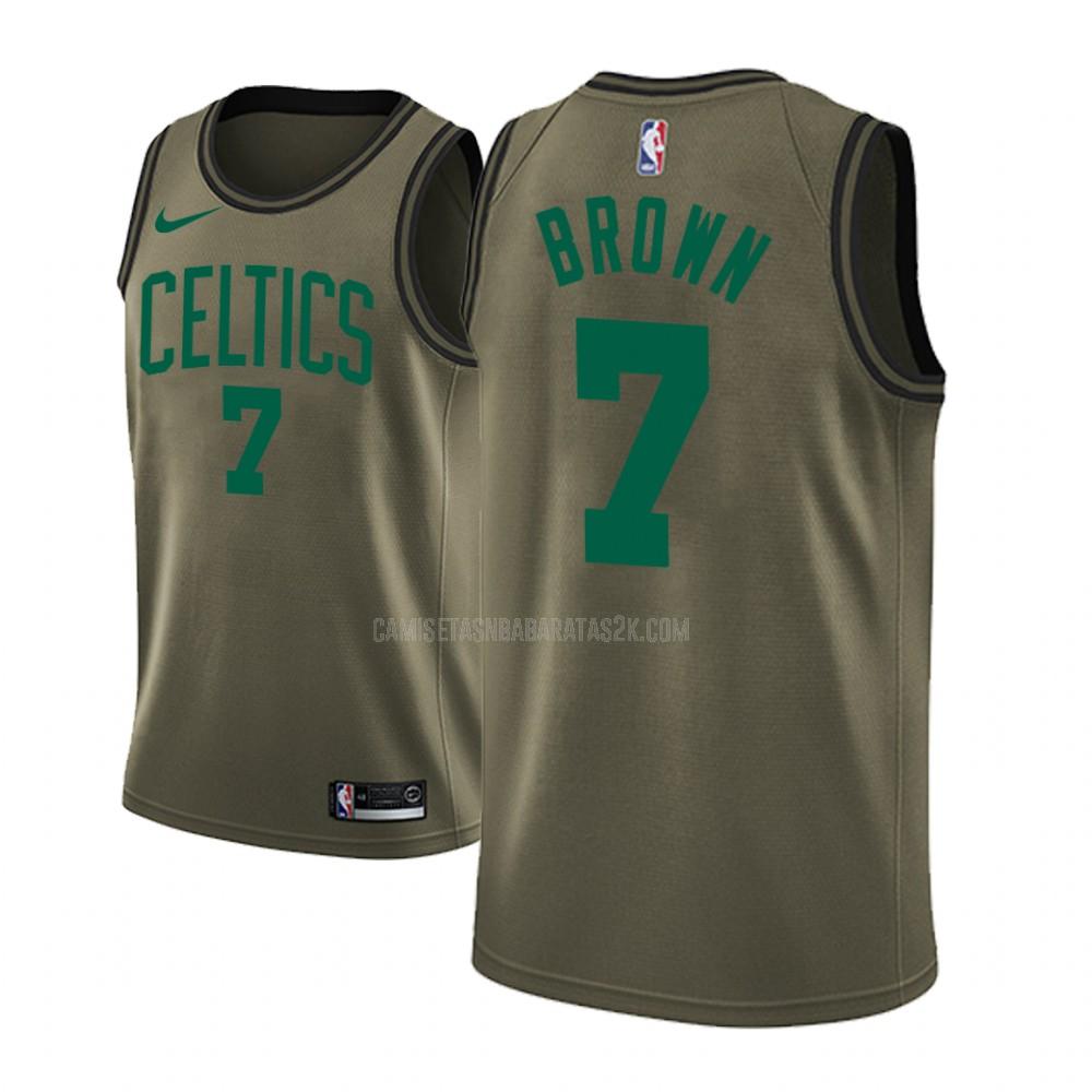 camiseta boston celtics de la jaylen brown 7 hombres verde militar edición de moda