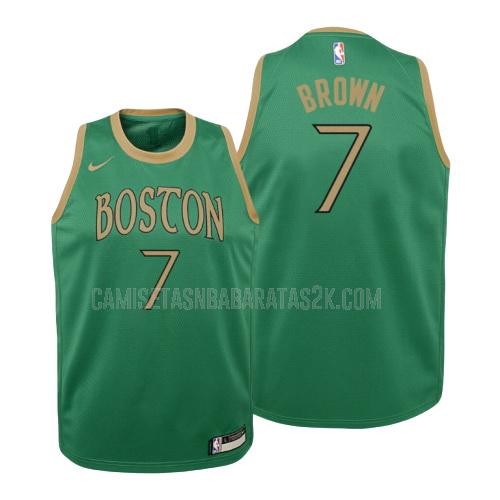 camiseta boston celtics de la jaylen brown 7 niños verde numero blanco 2019-20