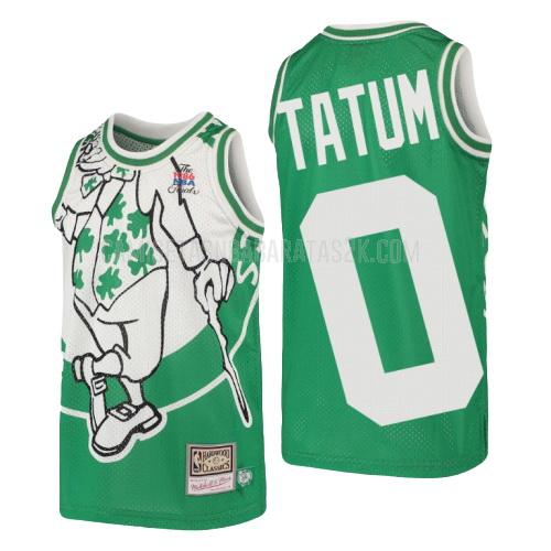 camiseta boston celtics de la jayson tatum 0 niños verde hardwood classics big face
