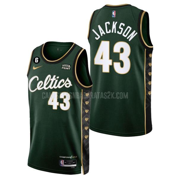 camiseta boston celtics de la justin jackson 43 hombres verde city edition 2022-23