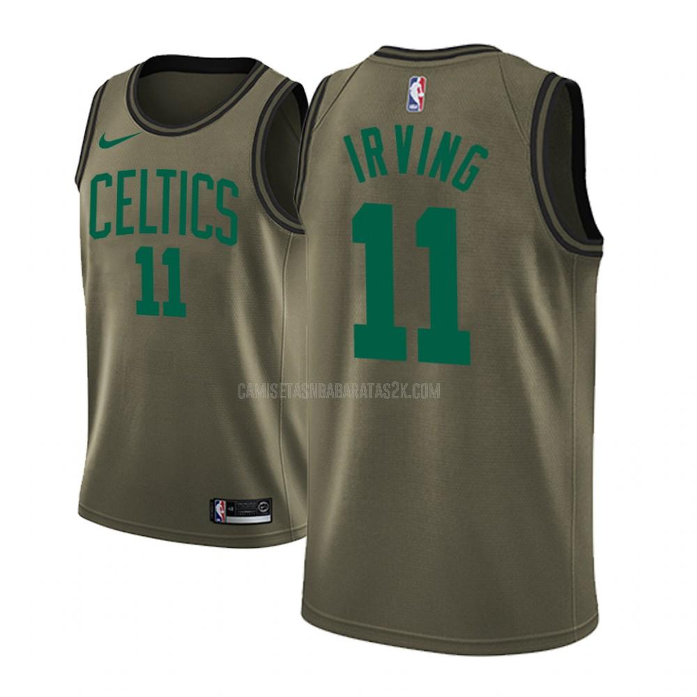 camiseta boston celtics de la kyrie irving 11 hombres verde militar edición de moda