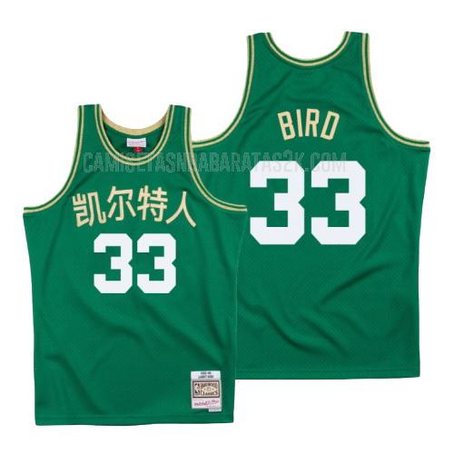 camiseta boston celtics de la larry bird 33 hombres verde año nuevo chino