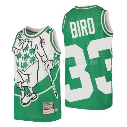 camiseta boston celtics de la larry bird 33 niños verde hardwood classics big face