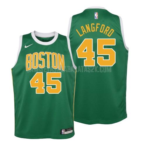 camiseta boston celtics de la romeo langford 45 niños verde edición earned