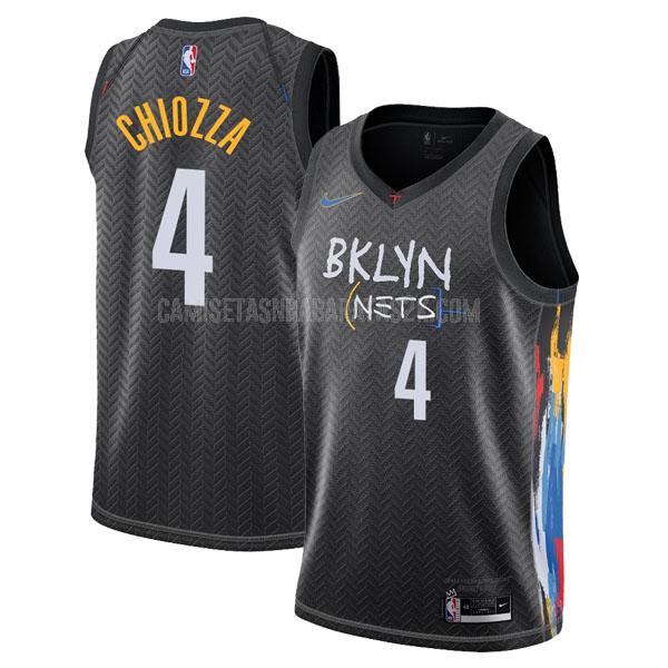 camiseta brooklyn nets de la chris chiozza 4 hombres negro city edition 2020-21