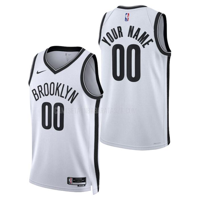 camiseta brooklyn nets de la custom hombre blanco association edition 2023