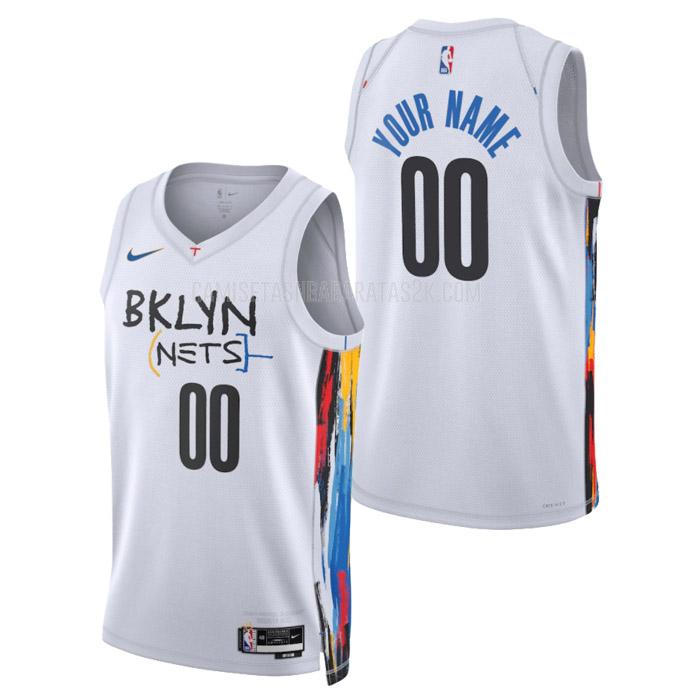 camiseta brooklyn nets de la custom hombre blanco city edition 2023