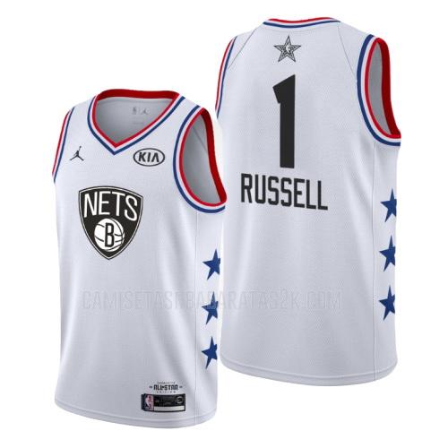 camiseta brooklyn nets de la d'angelo russell 1 hombres blanco nba all-star 2019