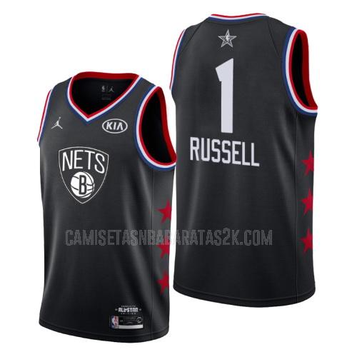 camiseta brooklyn nets de la d'angelo russell 1 hombres negro nba all-star 2019
