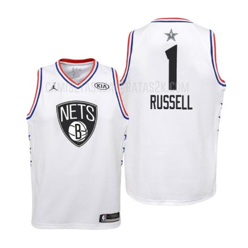 camiseta brooklyn nets de la d'angelo russell 1 niños blanco nba all-star 2019
