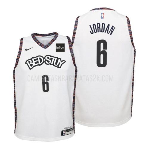 camiseta brooklyn nets de la deandre jordan 6 niños blanco edición city 2019-20