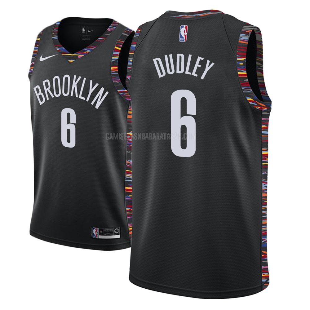 camiseta brooklyn nets de la jared dudley 6 hombres negro edición city