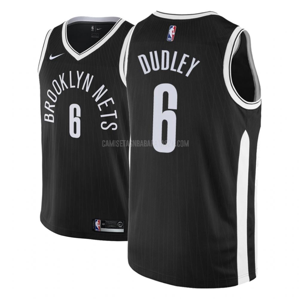 camiseta brooklyn nets de la jared dudley 6 hombres negro edición city 2018-19