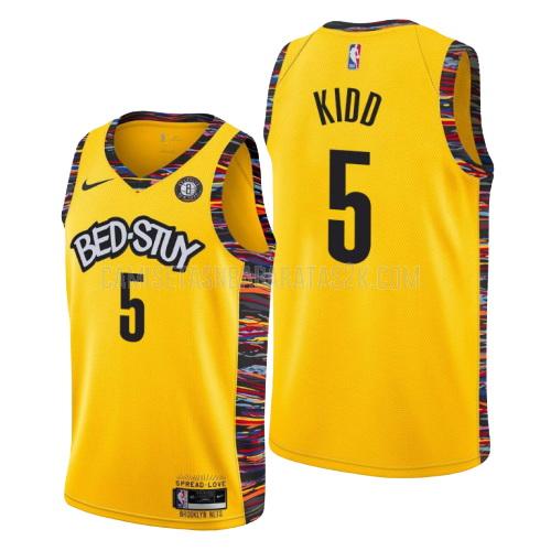 camiseta brooklyn nets de la jason kidd 5 hombres amarillo city edition 2019-20