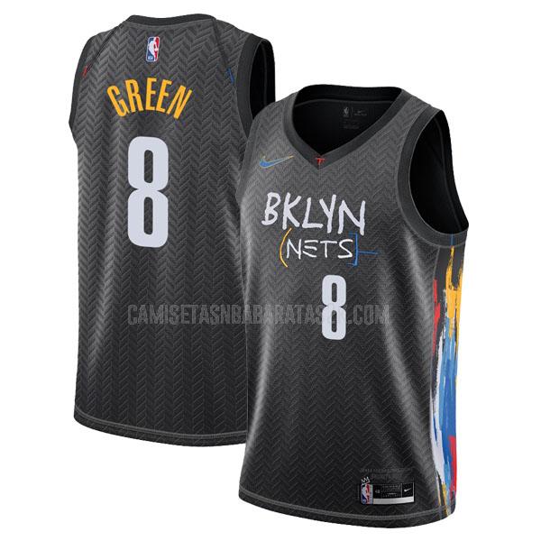 camiseta brooklyn nets de la jeff green 8 hombres negro city edition 2020-21