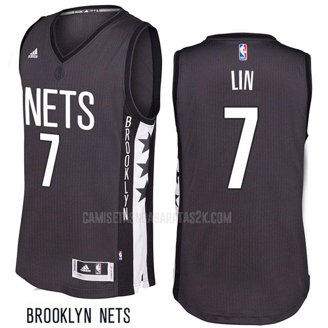 camiseta brooklyn nets de la jeremy lin 7 hombres gris alternate 2016-17