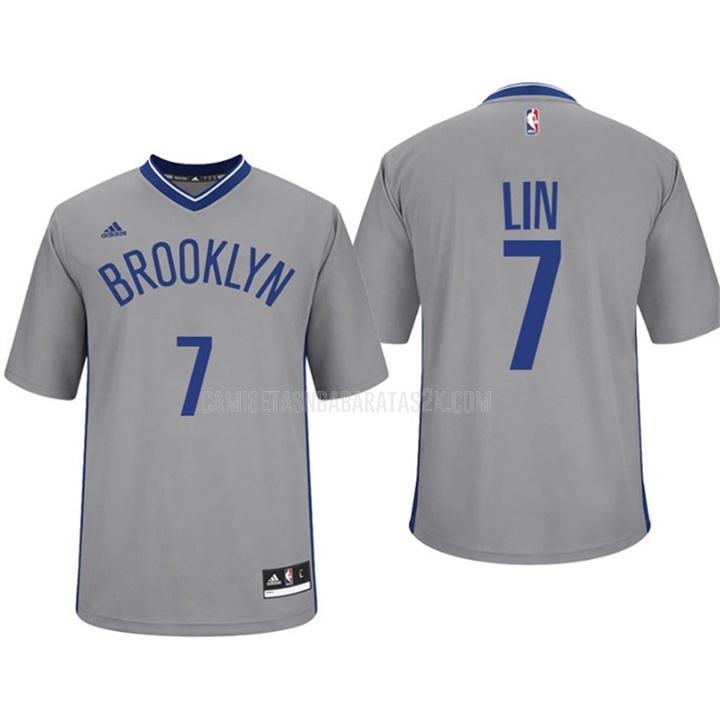 camiseta brooklyn nets de la jeremy lin 7 hombres gris alternate swingman