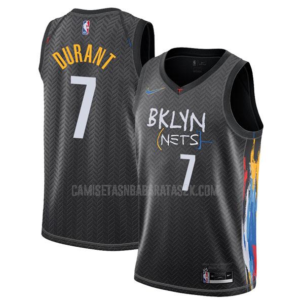 camiseta brooklyn nets de la kevin durant 7 hombres negro city edition 2020-21