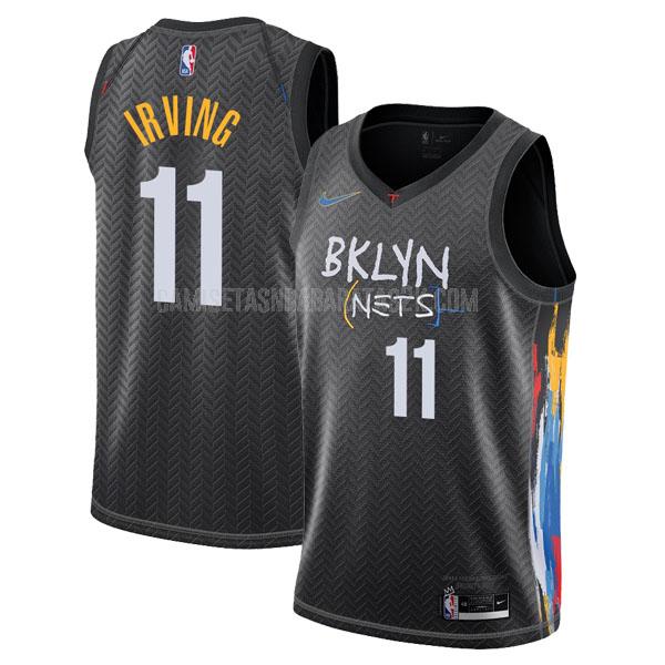 camiseta brooklyn nets de la kyrie irving 11 hombres negro city edition 2020-21