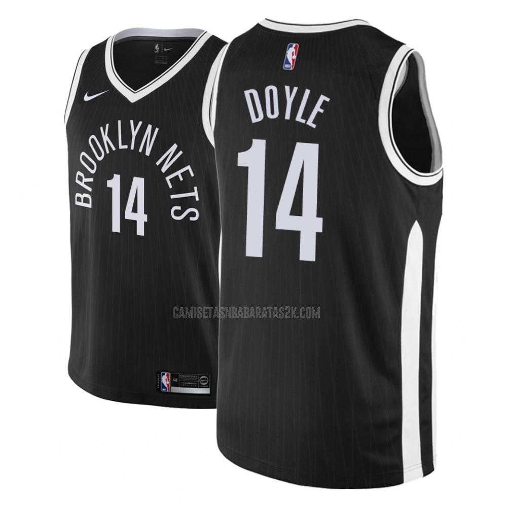 camiseta brooklyn nets de la milton doyle 14 hombres negro city edition 2018-19