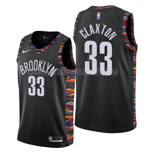 camiseta brooklyn nets de la nicolas claxton 33 hombres negro edición city