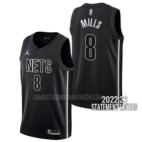 camiseta brooklyn nets de la patty mills 8 hombres negro statement edition 2022-23