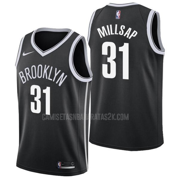 camiseta brooklyn nets de la paul millsap 31 hombres negro icon edition