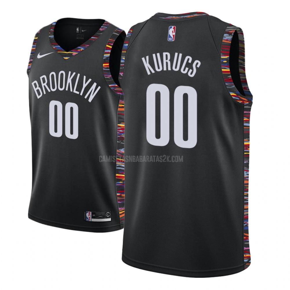camiseta brooklyn nets de la rodions kurucs 0 niños negro edición city