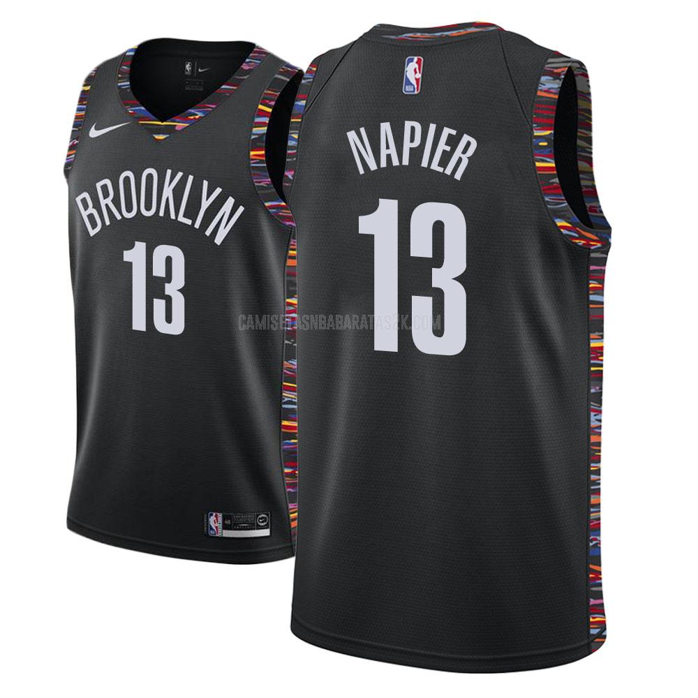 camiseta brooklyn nets de la shabazz napier 13 hombres negro edición city