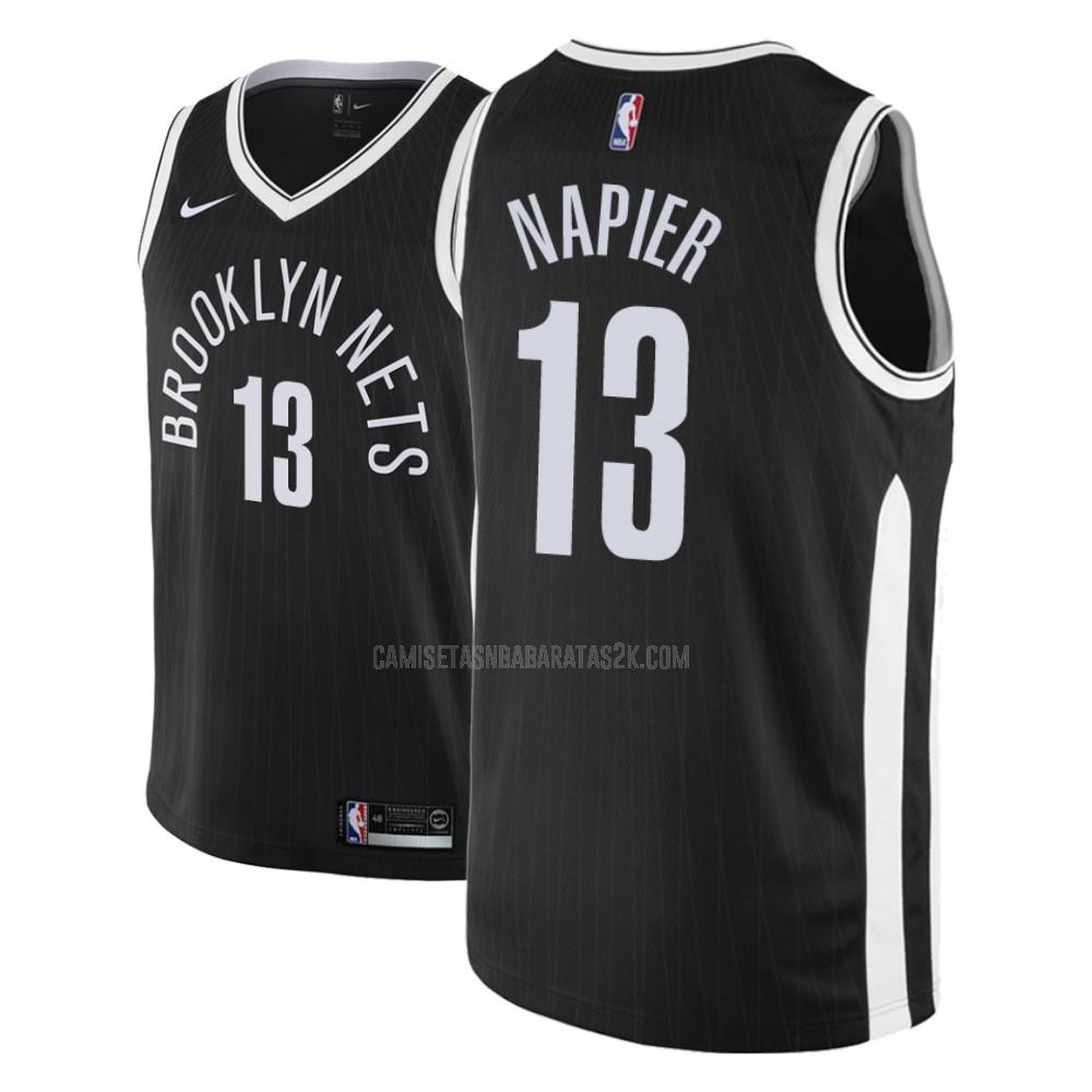 camiseta brooklyn nets de la shabazz napier 13 hombres negro edición city 2018-19