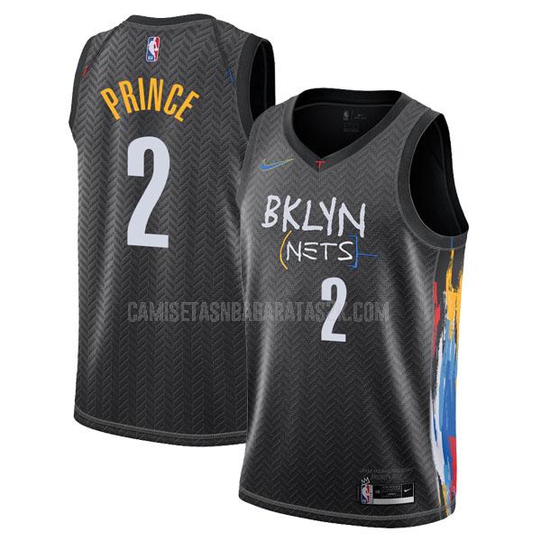 camiseta brooklyn nets de la taurean prince 2 hombres negro city edition 2020-21