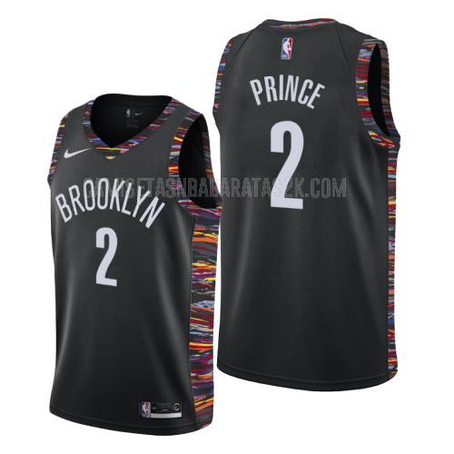 camiseta brooklyn nets de la taurean prince 2 hombres negro edición city