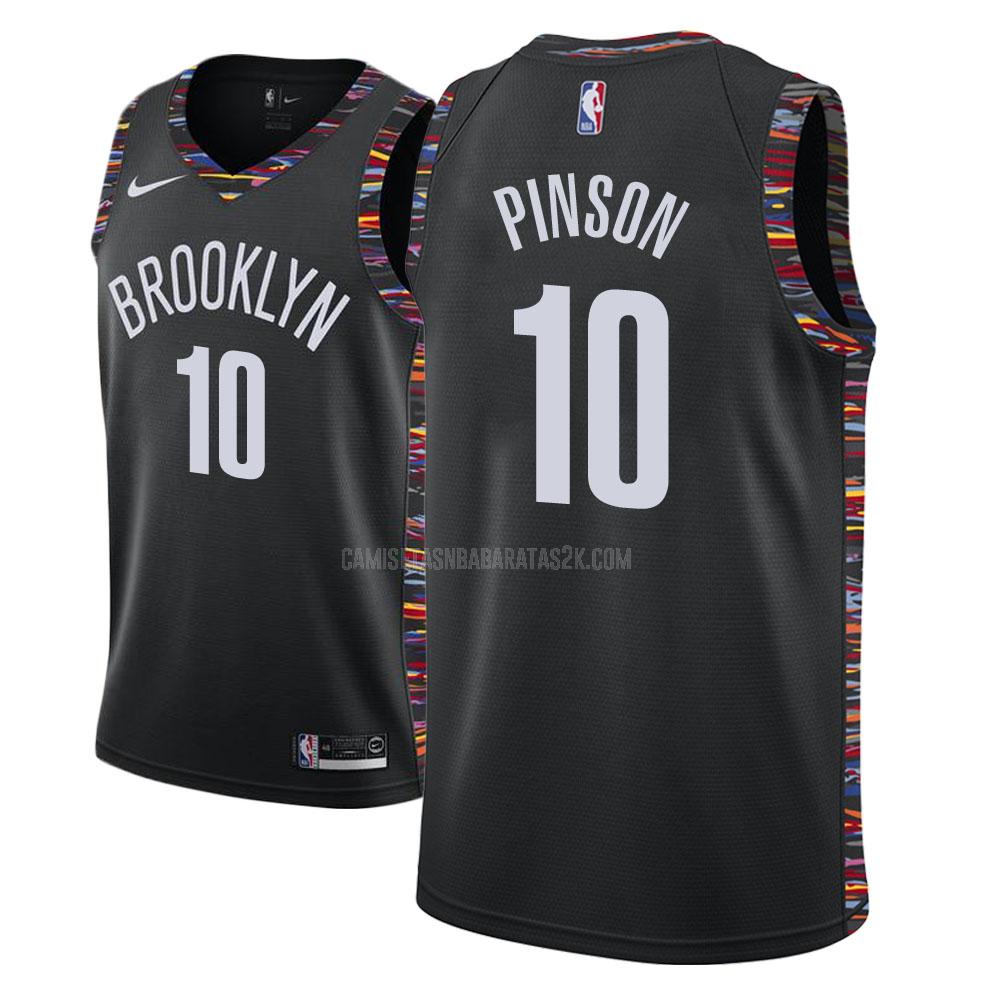 camiseta brooklyn nets de la theo pinson 10 hombres negro city edition