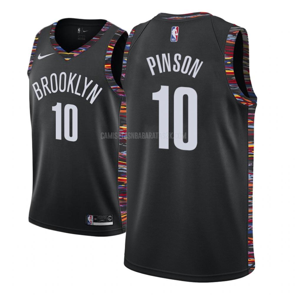 camiseta brooklyn nets de la theo pinson 10 niños negro city edition