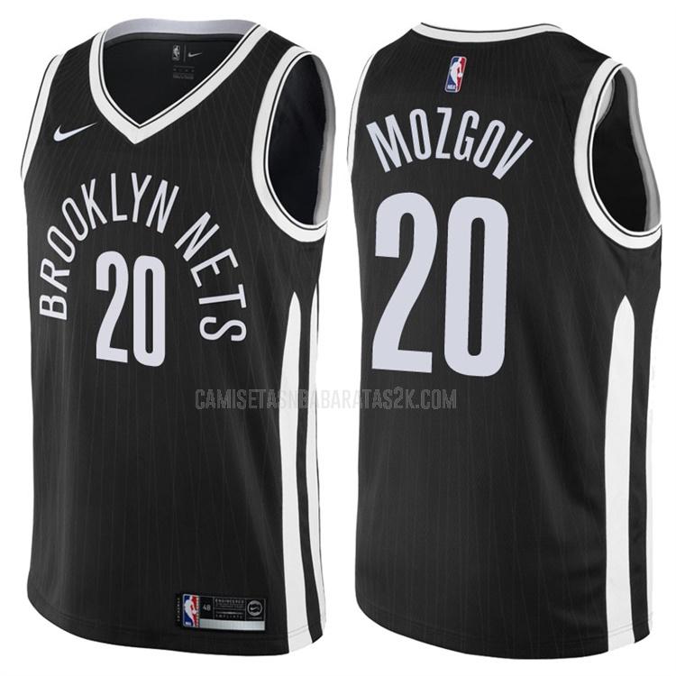camiseta brooklyn nets de la timofey mozgov 20 hombres negro edición city