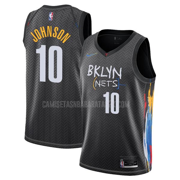 camiseta brooklyn nets de la tyler johnson 10 hombres negro city edition 2020-21
