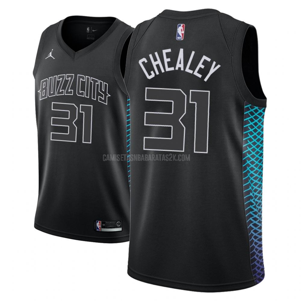 camiseta charlotte hornets de la joe chealey 31 hombres negro edición city