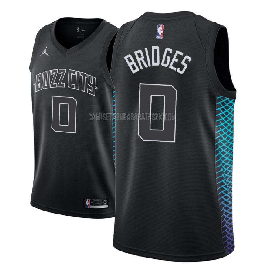 camiseta charlotte hornets de la miles bridges 0 hombres negro edición city 2018 nba draft